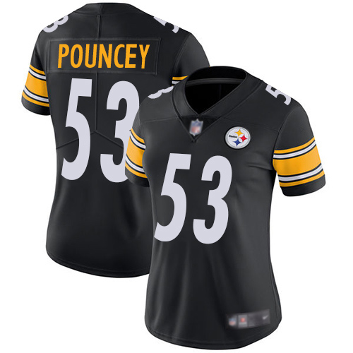 Women Pittsburgh Steelers Football #53 Limited Black Maurkice Pouncey Home Vapor Untouchable Nike NFL Jersey